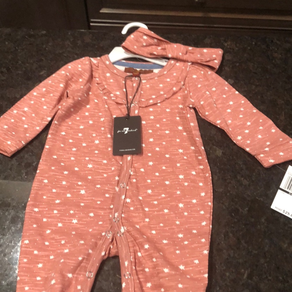One piece baby girl romper with headband